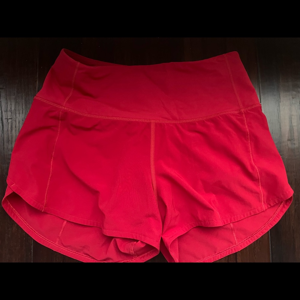 LuLuLemon Speed Up Dark Red shorts size 4